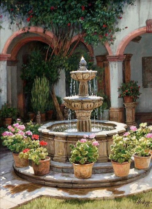 mediterraanse tuin fontein idee