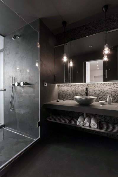 moderne Zwart badkamer ideeën en voorbeelden