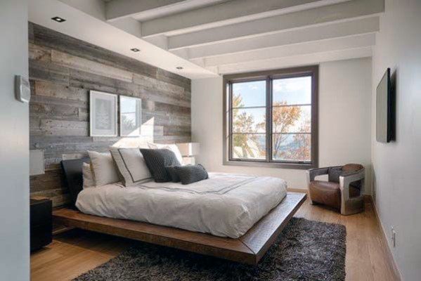 moderne houten muur in de slaapkamer
