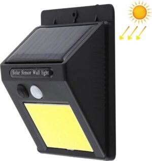 1W Driehoekige Vorm Zonne-energie COB LED Wandlamp, 48 LED's Menselijk Lichaam Sensor + Lichtregeling met 5.5V Zonnepaneel (Wit Licht)