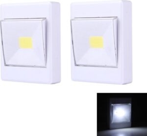 2 STKS Mini Wit Licht COB LED Wandlamp, Schakelaar Nachtlampje Lamp Kast Licht