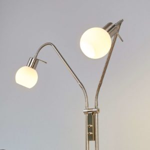 2-lichts LED-vloerlamp Elaina mat nikkel