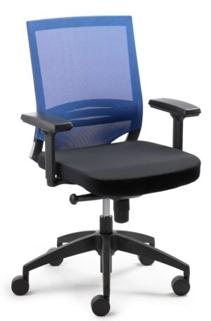 24Designs Bureaustoel Porto - Stof Blauw/Zwart - Zwarte Kruispoot