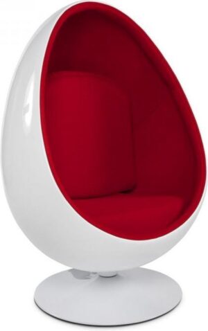 24Designs Retro EGG Fauteuil - Wit/Rood