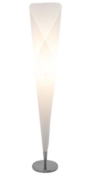 24Designs Vloerlamp Mara - Hoogte 155 Cm - Witte Lampenkap - Geborsteld Staal