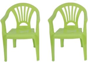 2x Kinderstoelen groen - tuinmeubels- stoelen voor kinderen