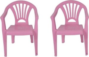 2x Kinderstoelen roze - tuinmeubels- stoelen voor kinderen
