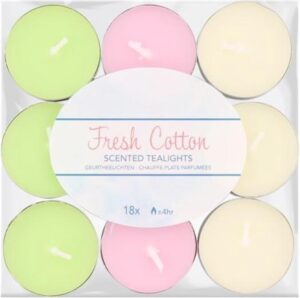 36 stuks - Geurtheelichten - fresh cotton - geurkaars - 3 kleuren