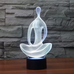 3D illusie lamp Yoga Meditatie Nachtlampje - 7 Kleuren verstelbaar - USB Power Touch Schakelaar Decor Lamp creërt een Optische Illusie Lamp LED Tafel Bureaulamp - Verjaardags- Kerstcadeau