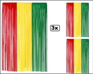 3x PVC deurgordijn rood/geel/groen 100 x 180 cm. BRANDVEILIG - Carnaval deur gordijn slierten festival feest party