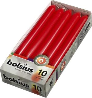 4 stuks Bolsius Dinerkaars 230x20mm ds 10 rood