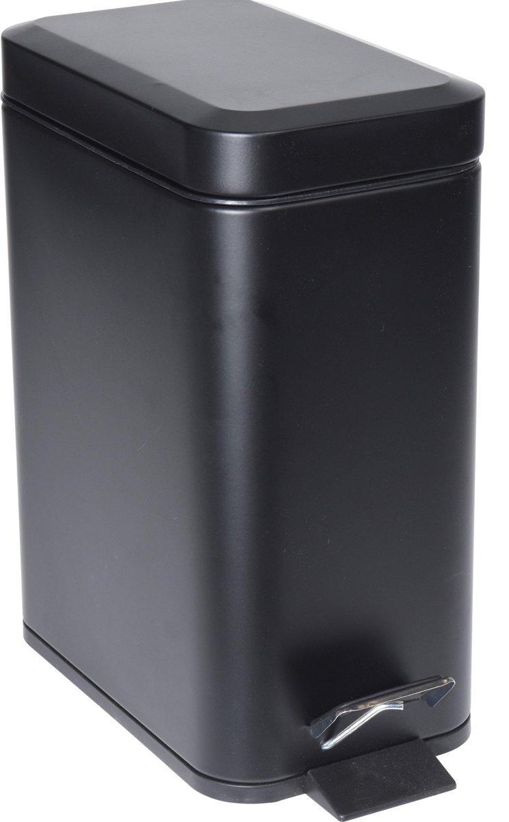 4cookz® rechthoekige pedaalemmer 5 liter - zwart - Woonaanraders