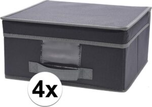 4x Grijze opbergdozen/opbergboxen 44 cm - Opruimen - Opbergmanden voor kledingkast