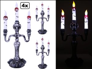 4x Kandelaar met 3 kaarsen horror met licht