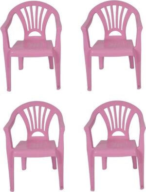 4x Kinderstoelen roze - tuinmeubels- stoelen voor kinderen