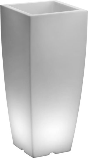 ARCA Verlichte bloempot SHUTTLE vierkant, 100 cm, transparant WIT