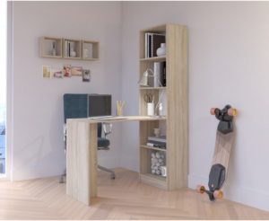 AZ-Home Meubels - Bureau met boekenkast - Smart - Licht eiken - 125 cm