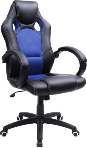 Acaza Bureaustoel - Gaming chair - Zwart met Blauw