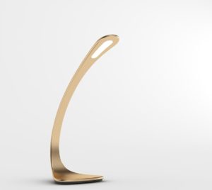 Adot Led Design bureaulamp-ELF- 8W in goudkleurig geanodiseerd aluminium. Dimbaar in vier stappen.