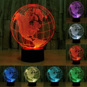 America Globe Style 3D Touch Schakelaar Controle LED Licht, 7 Kleuren Verkleuring Creative Visual Stereo Lamp Bureaulamp Nachtlampje