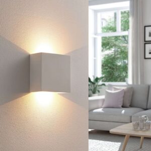 Anneke - hoekige LED wandlamp van gips