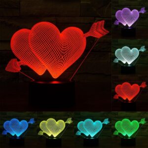 Arrow Through Heart Style 3D Touch Schakelaar Controle LED Licht, 7 Kleuren Verkleuring Creative Visual Stereo Lamp Bureaulamp Nachtlampje