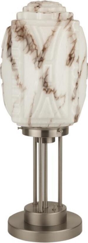 Art Deco tafellamp Quattro Zeskant wit gemarmerd