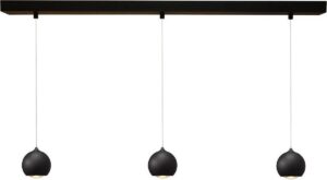 Artdelight Hanglamp Denver 3 lichts Ø 10 cm L 100 cm zwart