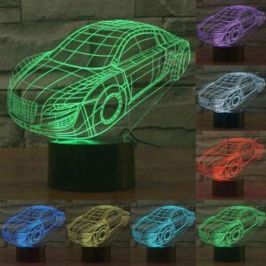 Auto Style 3D Touch Schakelaar Controle LED Licht, 7 Kleur Verkleuring Creative Visual Stereo Lamp Bureaulamp Nachtlampje
