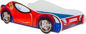 Autobed - Kinderbed - 160x80cm - met matras - roodblauw
