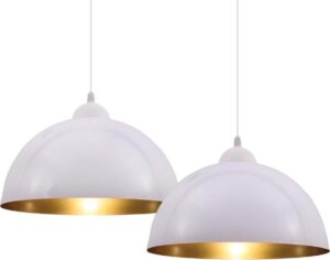 B.K.Licht Auriga hanglamp Ø30cm 2x E27 - retro industrieel - wit goud