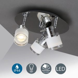 B.K.Licht Jaro III LED badkamerlamp plafond spots - 3-lichts - kantelbaar - IP44 - GU10 - chroom