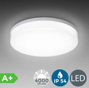 B.K.Licht LED plafondlamp plafonnière - Badkamerverlichting - neutraal wit licht - 15W - 1600LM - Ø22cm - IP54 - Wit