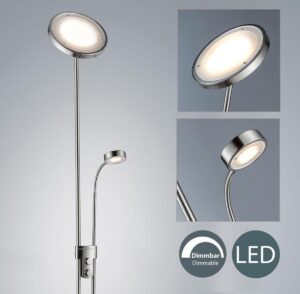 B.K.Licht Luan LED vloerlamp - dimbaar - glas - leeslamp - h:180cm