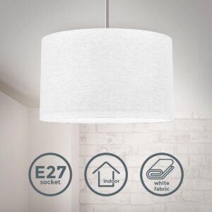 B.K.Licht stoffen hanglamp E27 lampenkap wit - IP20 - Ø 380 mm - woonkamer slaapkamer