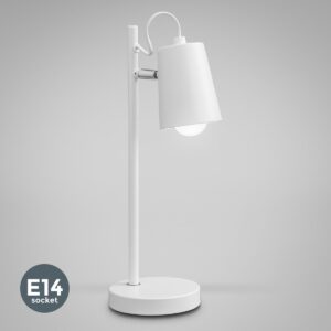 B.K.Licht tafellamp bureaulamp 1-lichts - verstelbare kop - metaal - wit - E14 - IP20