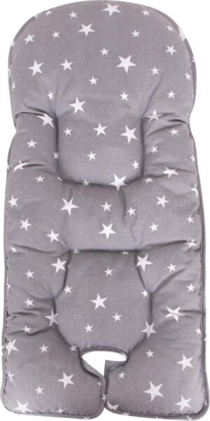 Babystartup Stoelverkleiner Little Star Grey - Baby kussen - Stoelverkleiner voor kinderstoel - Kinderzitje - Comfortabel - Grijs en wit - Sterren