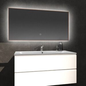 Badkamerspiegel Kiki 120x60cm Koper Geintegreerde LED Verlichting Verwarming Anti Condens Touch Lichtschakelaar