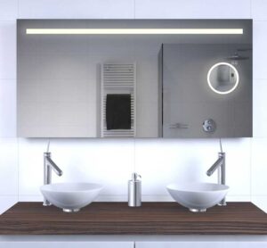 Badkamerspiegel met LED verlichting, verwarming, sensor, dimfunctie en make-up spiegel 120x70 cm
