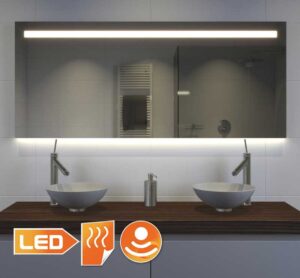 Badkamerspiegel met LED verlichting, verwarming, sensor en dimfunctie 140x70 cm