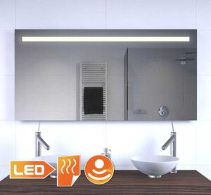 Badkamerspiegel met LED verlichting, verwarming, stopcontact, sensor en dimfunctie 120x60 cm