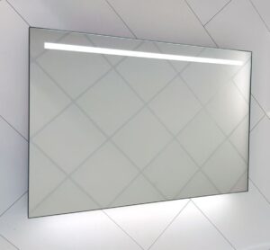 Badkamerspiegel met LED verlichting, verwarming, touch sensor, dimfunctie en mat zwart frame 100x70 cm