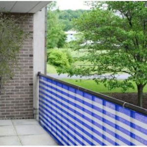 Balkondoek / balkonscherm - 5 meter x 90 cm - Blauw-Wit