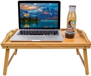 Bamboe Bedtafel - Houten dienblad - Ontbijt op bed tafeltje + laptoptafel & bijzettafel
