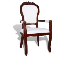 Barok fauteuil hout met witte stoffering