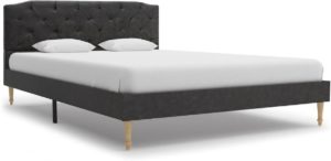 Bedframe Zwart Stof (Incl LW Led klok) 140x200 cm - Bed frame met lattenbodem - Eenpersoonsbed