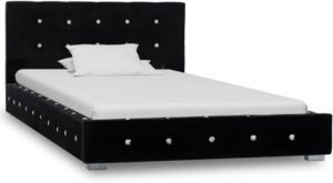Bedframe Zwart Velvet Fluweel (Incl LW Led klok) 90x200 cm - Bed frame met lattenbodem - Eenpersoonsbed