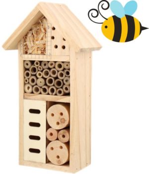BeeHappy Bijenhotel - Insectenhotel voor Bijen/Vlinders/Insecten - Insectenhuis/Bijenhuis - alternatief voor bijenkorf