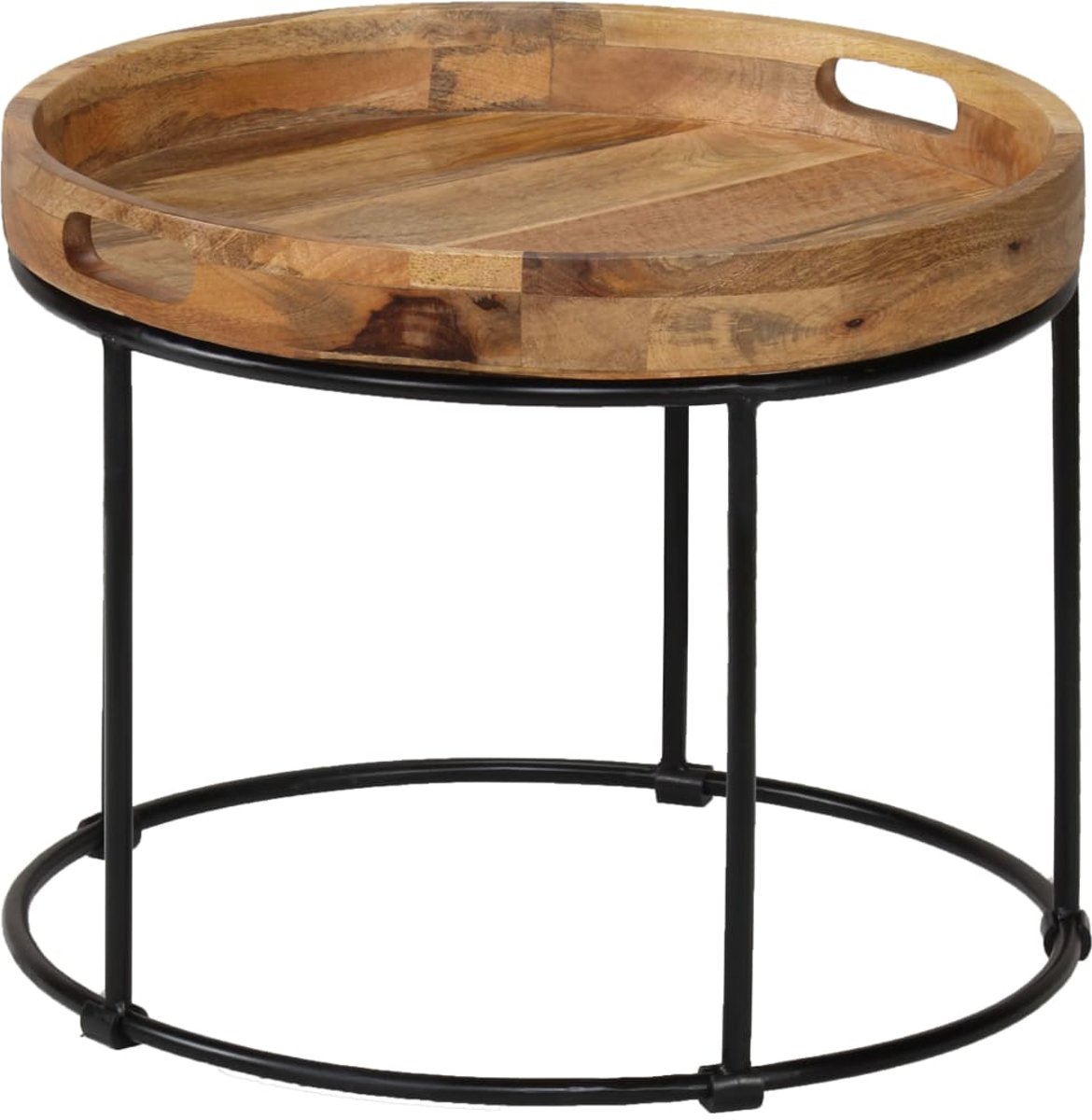 salontafel tafel rond dienblad bruin hout zwart 50x40cm - Woonaanraders