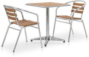 Bistroset Aluminium 3 delig (Incl LW Fleece deken) - Tuinset - Tuin set - Bistro set - Tuintafel met stoelen